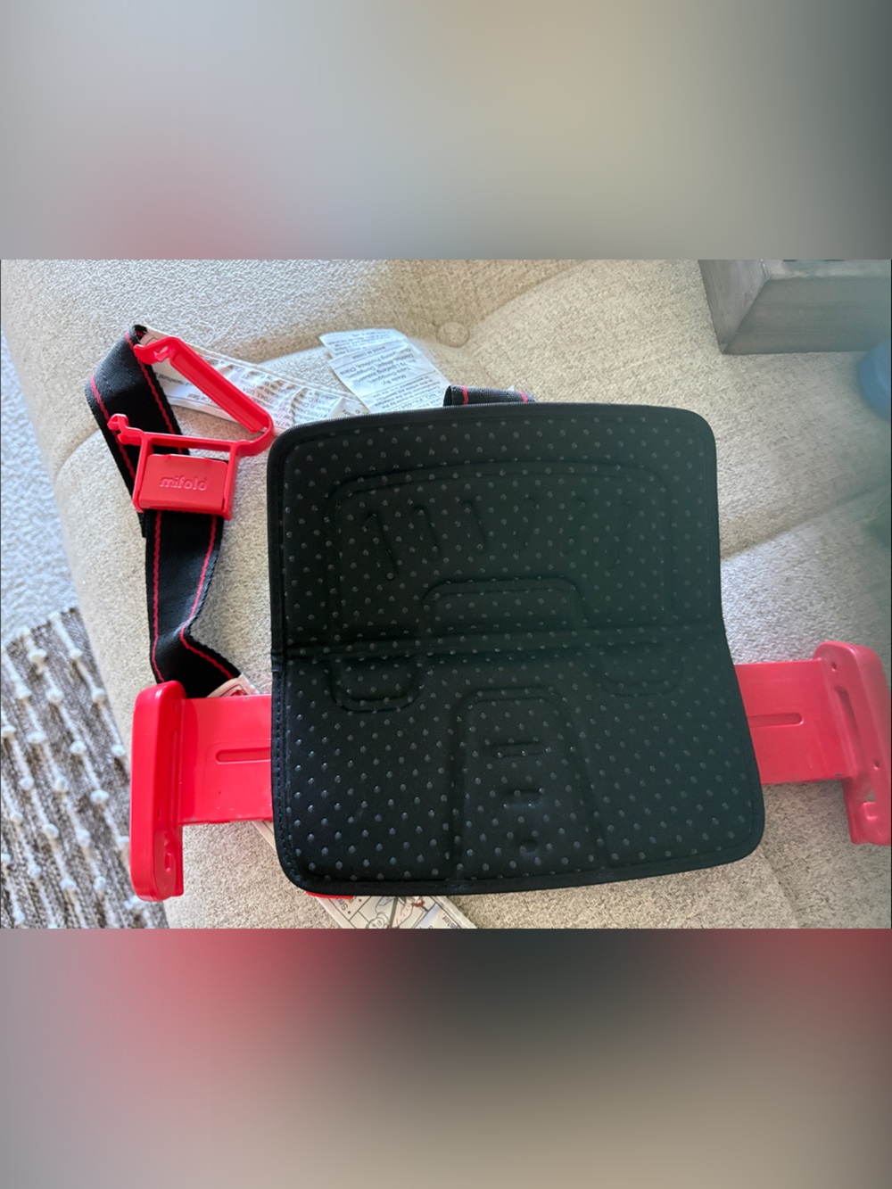 MiFold Booster Seat Compact Travel Booster in Black and Red - Picture 7 of 14